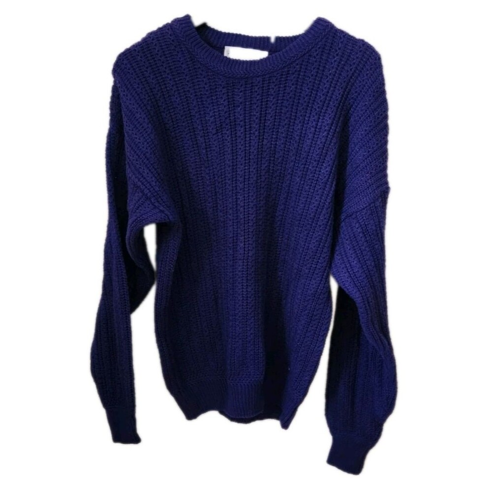 Vintage Peterborough Row Bloomingdale's Blue Cable Knit Sweater Men's Size Large